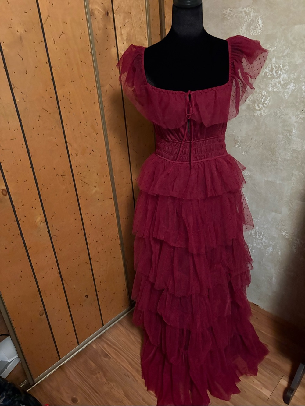 Petal & pup Ruffled Tiered Maxi Dress in Burgundy